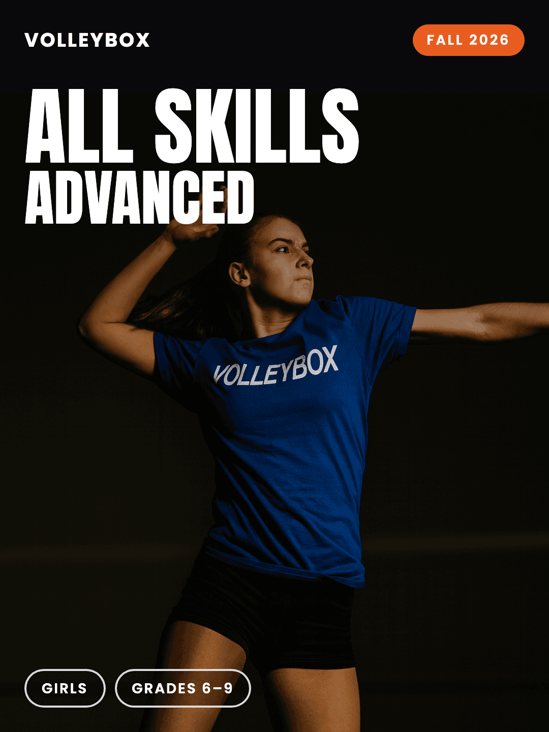 A girl attacking a volleyball in the Volleybox gym